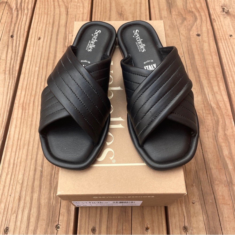 Seychelles Black Leather Sandals